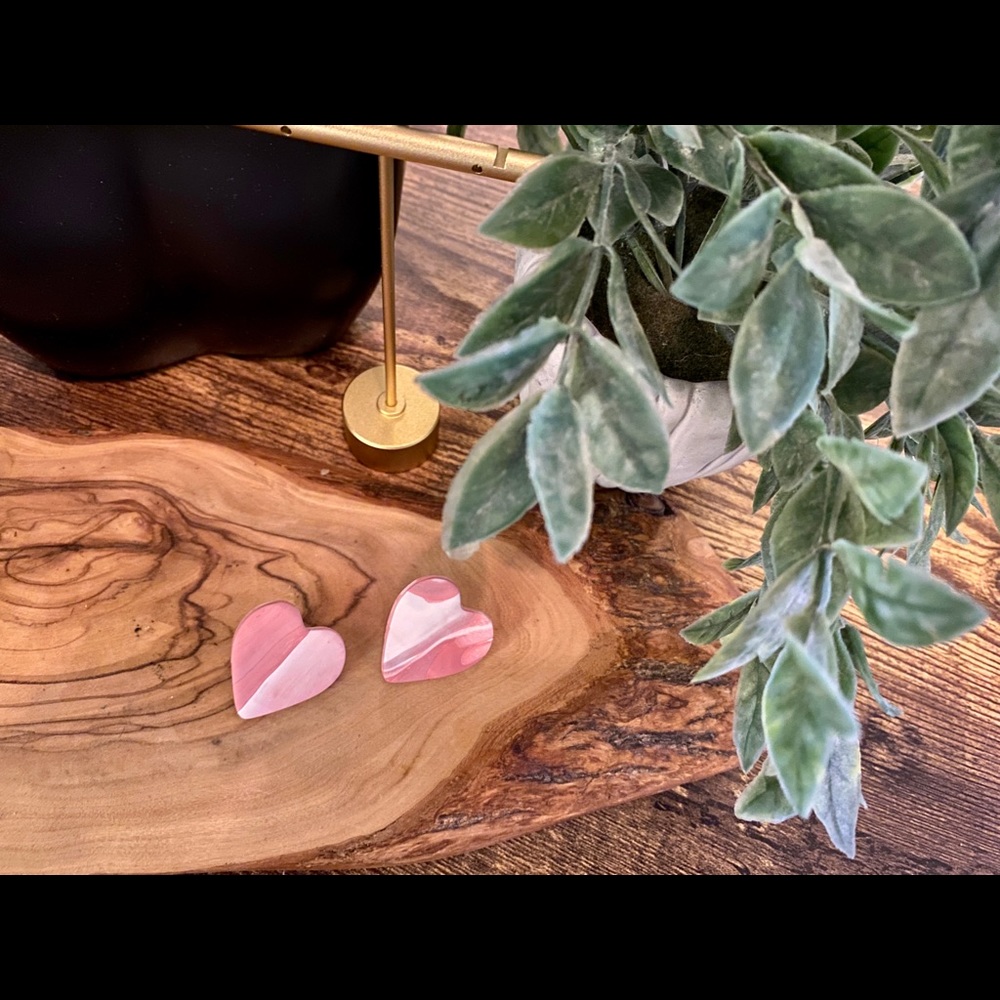 Handmade Clay Valentine’s Day Series Hearts Studs - Picture 2 of 6
